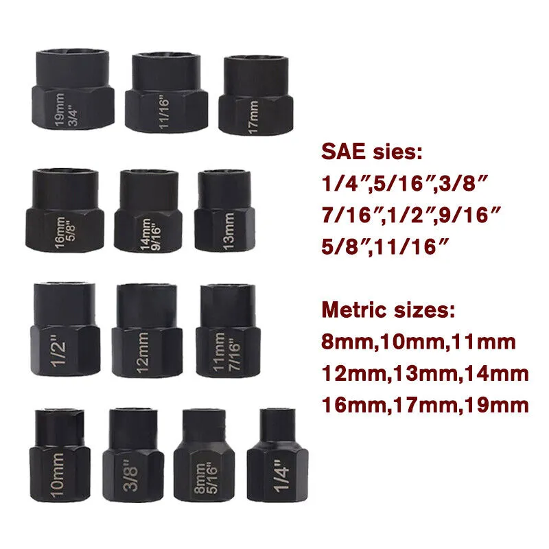 13-Piece Impact Bolt & Nut Remover Set | Nut Extractor Socket | Bolt Remover Tool