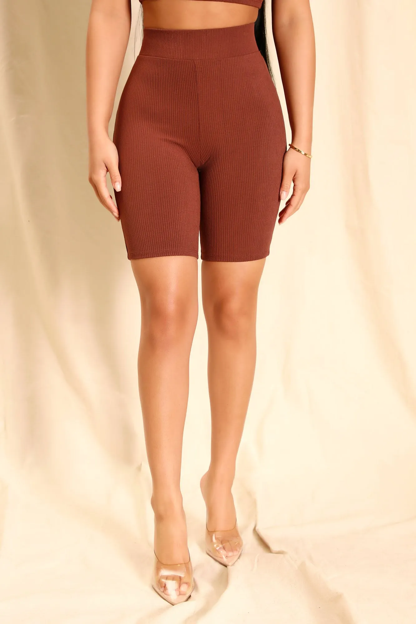 Aaliyah Snatched Biker Short - Chestnut