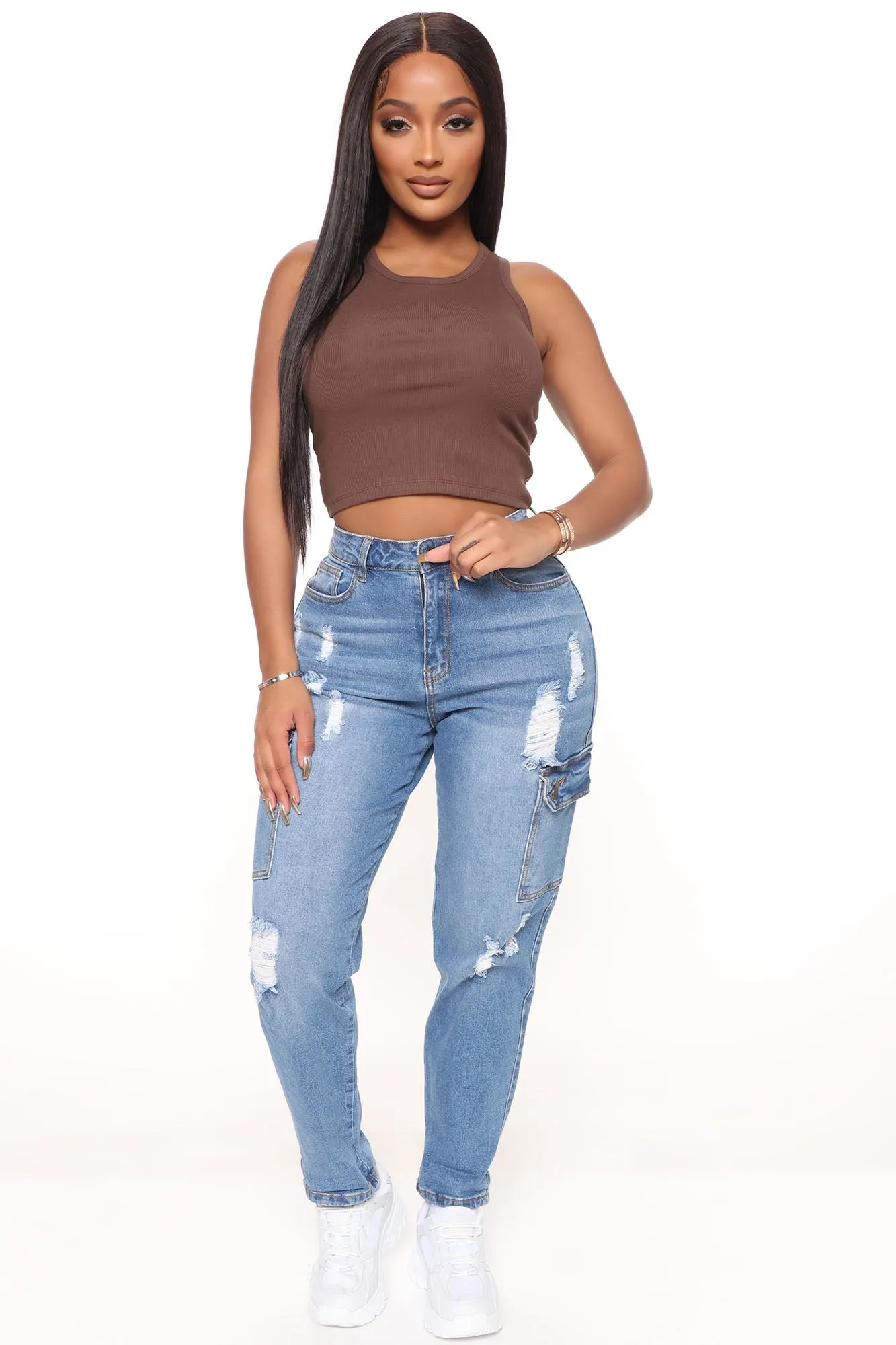 Abbey Racer Back Tank - Chocolate
