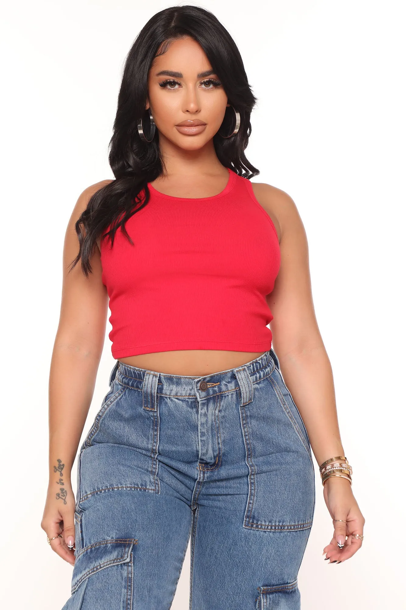 Abbey Racer Back Tank - Red