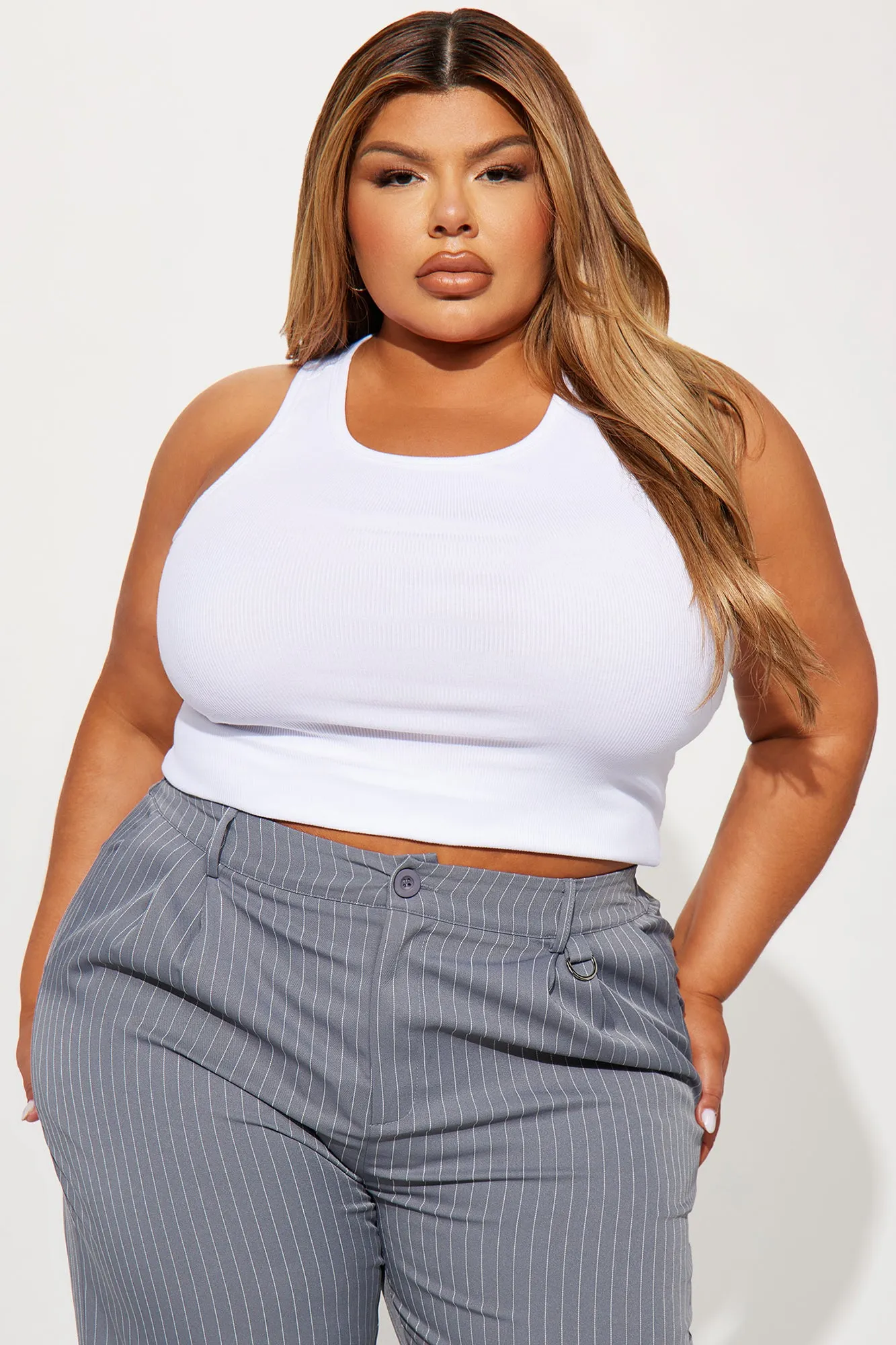 Abbey Racer Back Tank - White
