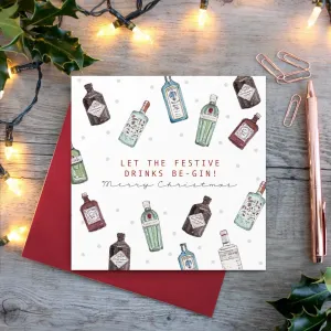 Festive Drinks Be Gin Card