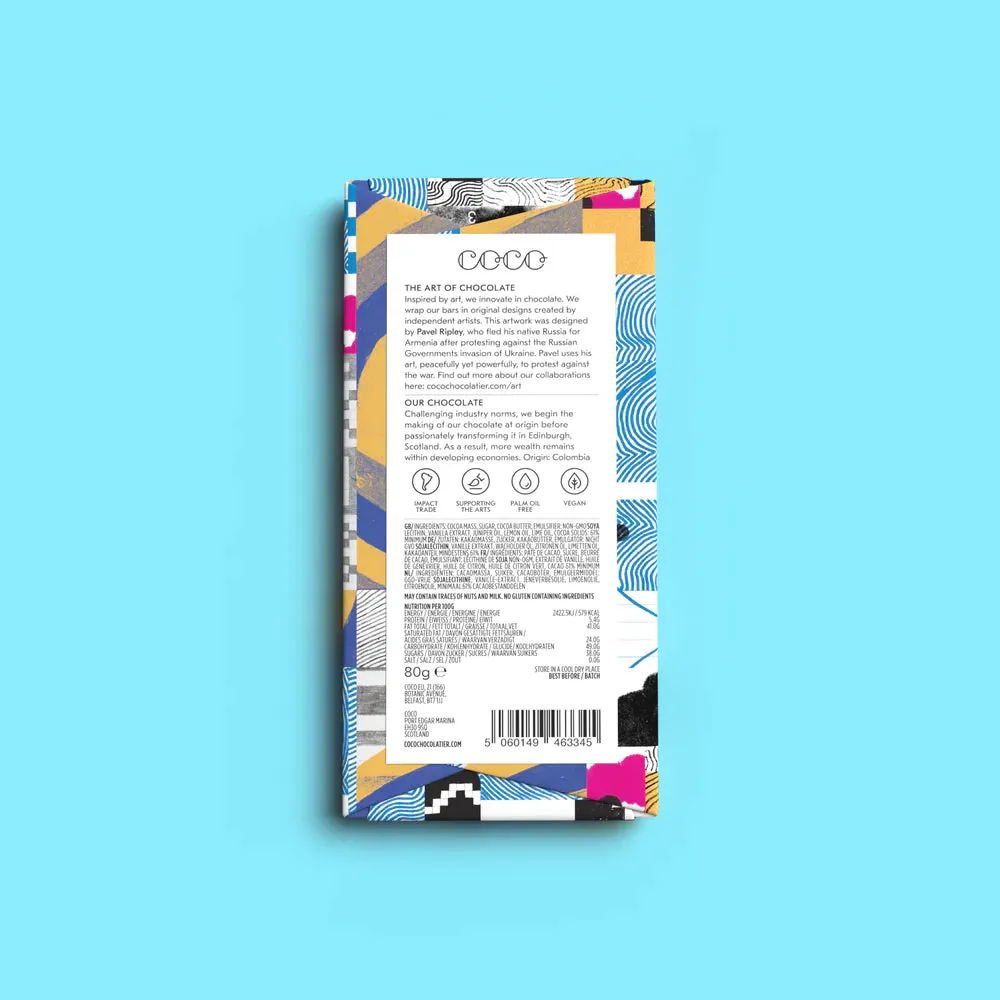 Gin & Tonic Dark Chocolate Bar (80g)